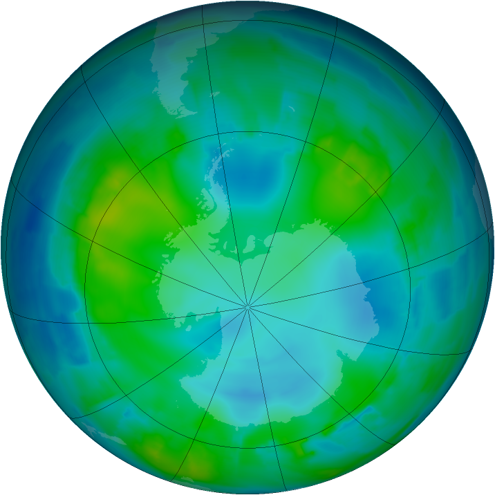 Antarctic ozone map for 12 May 2012
